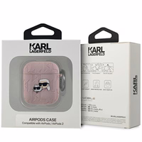Karl Lagerfeld Monogram Karl & Choupette AirPods 1/2 apvalks - rozā