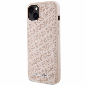 Karl Lagerfeld Kviltēts K Pattern apvalks viedtālrunim iPhone 15 Plus / 14 Plus - rozā