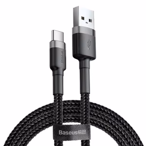 Baseus Cafule USB-C kabelis 2A, 2 m, pelēks/melns (CATKLF-CG1)