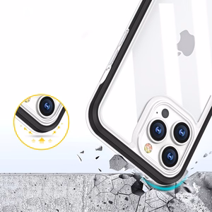  Skaidrs 3in1 vāciņš iPhone 13 Pro ar melno rāmis želejas pārklājums