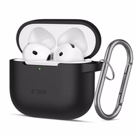 Tech-Protect silikona apvalks ar āķi AirPods 4 - melns