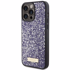 Guess Rhinestone Metāla Logotips viedtālruņa apvalks iPhone 15 Pro - rozā
