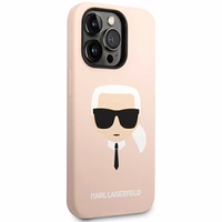 Karl Lagerfeld KLHCP14XSLKHLP iPhone 14 Pro Max 6.7 "cietais viedtālruņa apvalks rozā / rozā silikona Karl`s Head