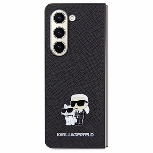 Karl Lagerfeld Saffiano Karl&Choupette Pin viedtālruņa apvalks Samsung Galaxy Z Fold 5 - melns