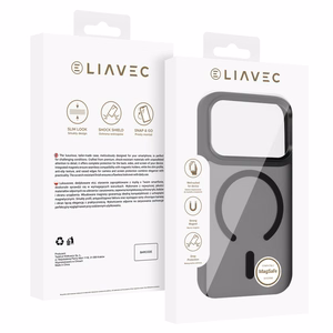 Liavec Cloudy maciņš ar metāla kameras rāmi priekš Iphone 17 Pro melns (kameras vadības poga)