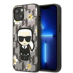 Karl Lagerfeld KLHCP13MPMNFIK1 iPhone 13 6.1" pelēks/pelēks Ziedu Ikonik Karl