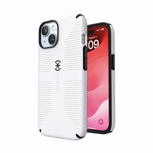 Speck Candyshell Grip MagSafe - iPhone 17e / 16e / 15 / 14 / 13 maciņš (balts / melns)
