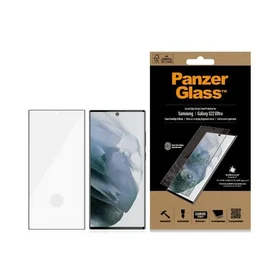 PanzerGlass E2E Microfracture antibakteriālais stikls Samsung Galaxy S22 Ultra - ar melnu rāmi