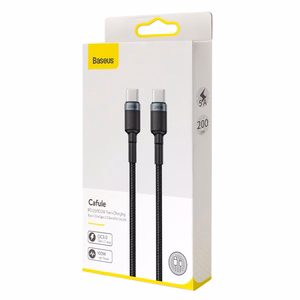 Baseus kabelis Cafule PD USB-C - USB-C 2,0 m 5A pelēks-melns 100W