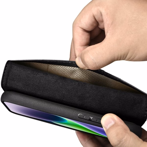 iCarer Eļļas Vaska Maki Apvalks 2in1 Vāks iPhone 14 Plus Anti-RFID Ādas Atverams Apvalks Melns (WMI14220723-BK)