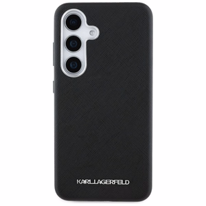 Karl Lagerfeld Saffiano Pilnībā Apvīts Pagarināts Metāla Logotips Magnētiskais viedtālruņa apvalks Samsung Galaxy S25 - melns
