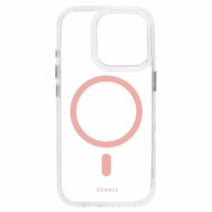 Liavec Spīdīgs Magnētiskais Caurspīdīgs viedtālruņa apvalks Iphone 15 rozā