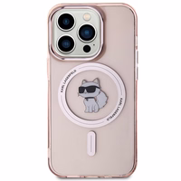 Karl Lagerfeld IML Choupette magnētiskais viedtālruņa apvalks iPhone 15 Pro - rozā