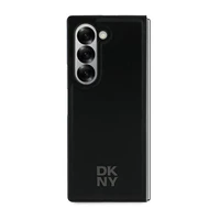DKNY Magnētiskais vienkāršs ādas metāla apvalks ar logotipu Samsung Galaxy Z Fold 6 - melns