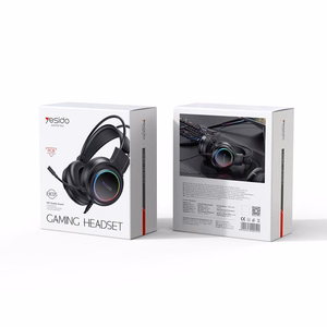 YESIDO spēļu austiņas EK05 RGB USB + mikrofons, melnas