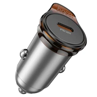 Automobiļa lādētājs Hoco 2 x USB C QC PD 45W + kabelis USB C uz Lightning NZ16B metāla pelēks