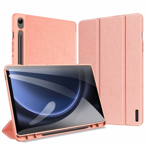 Dux Ducis Domo eko-ādas apvalks ar statīvu Samsung Tab S9 FE+ - rozā