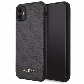 Guess GUHCN61G4GFGR iPhone 11 / Xr 6,1"pelēks/pelēks hard maciņš 4G Metal Gold Logo