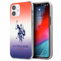 US Polo Assn. Gradient Pattern Collection iPhone 12 mini viedtālruņa apvalks - sarkans un zils