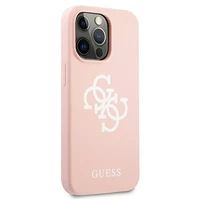 Guess GUHCP13LLS4GWPI iPhone 13 Pro / 13 6.1 silikona 4G logotipu kietais apvalks - rozā