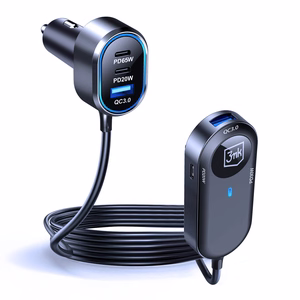 3mk Double automašīnas lādētājs, 135 W, PD/QC/PPS, USB 2A4C, melns/pelēks