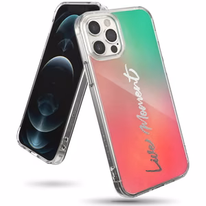 Ringke Fusion Design viedtālruņa apvalks ar TPU buferi iPhone 12 Pro Max rozā-zaļš (GNAP0028)