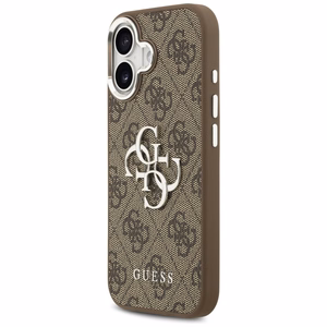 Guess 4G Big 4G Classic Logo viedtālruņa apvalks, paredzēts iPhone 17 – brūnā un sudraba krāsā