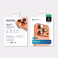 AmazingThing AR safīra kameras objektīva stikls iPhone 17 Pro / Pro Max - ar oranžu rāmi