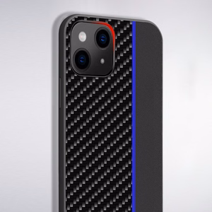 Tel Protect CARBON Case for Iphone 12 Pro Max Black with blue stripe