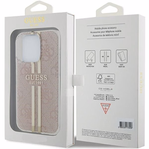 Guess IML 4G Gold Stripe viedtālruņa apvalks iPhone 15 Pro - rozā