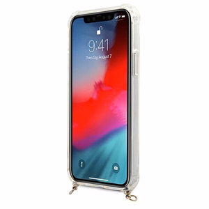 Guess GUHCP12MKC4GSGO iPhone 12/12 Pro 6.1" Caurspīdīgs cietais apvalks 4G Zelta ķēde