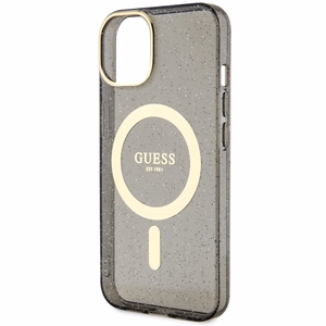 Guess Glitter Gold Magnētiskais viedtālruņa apvalks iPhone 14 - melns