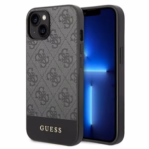 Guess 4G Stripe Collection maciņš iPhone 14 / 15 Plus pelēks