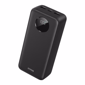 Portatīvais lādētājs BWOO 22,5W 30000 mAh ar digitālo indikatoru, melns