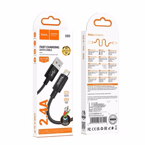 Kabelis USB A uz Lightning Hoco 2,4A 2 m X89 melns