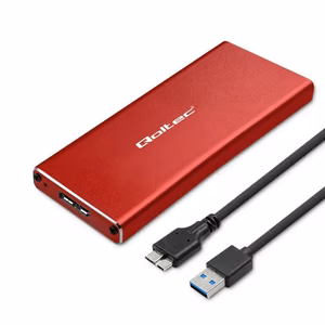 Qoltec 51831 Enclosure | M.2 SSD drive | SATA | NGFF| USB 3.0 | Super speed 5Gb/s | 2TB | Red