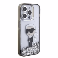 Karl Lagerfeld Liquid Glitter Ikonik viedtālruņa apvalks iPhone 15 Pro - caurspīdīgs