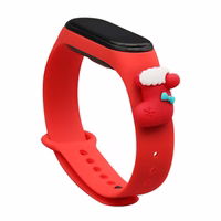 Siksna Xmas Xiaomi Mi Band 3 / 4 Ziemassvētku silikona siksna aproce ar zeķi - sarkana