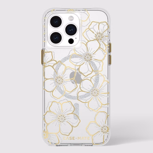Case-Mate Floral Gems MagSafe vāciņš ierīcei iPhone 15 Pro Max, zelta krāsā