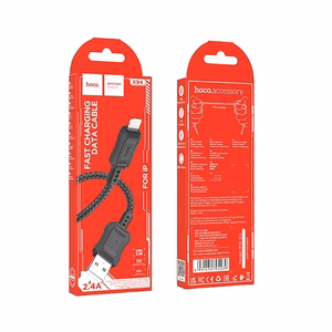 Kabelis USB A uz Lightning Hoco 2,4A 1 m X94 melns
