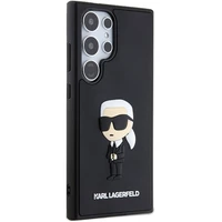 Karl Lagerfeld 3D gumijas Ikonik viedtālruņa apvalks Samsung Galaxy S24 Ultra - melns