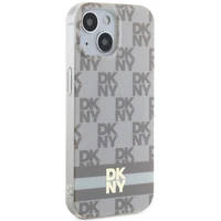 DKNY IML rūtainais mono raksts un drukātās svītras magnētiskais viedtālruņa apvalks iPhone 15 / 14 / 13 - bēšs
