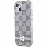 DKNY IML rūtainais mono raksts un drukātas svītras Magnētiskais viedtālruņa apvalks iPhone 15 / 14 / 13 - bēša