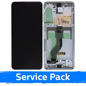LCD Displejs Saderīgs ar Samsung G986 (G985) S20 Plus Ar Frame / Cloud Balts / (Service Pack)