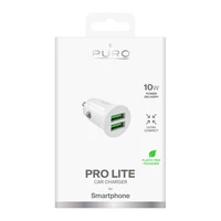 Puro Pro Lite automašīnas lādētājs 2x USB-A 10W - balts
