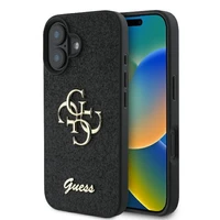 Guess Fixed Glitter Big 4G viedtālruņa apvalks iPhone 16 Plus - melns