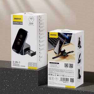 Dudao A11Pro+ 15W 3in1 indukcijas lādētājs tālrunim / viedpulkstenim / austiņām - melns