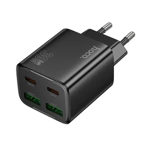 Lādētājs Hoco N56 30W GaN 2xUSB-C/2xUSB-A melns