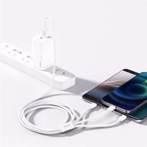 USB cable 3in1 Baseus Superior Series, USB to micro USB / USB-C / Lightning, 3.5A, 1.5m (white)