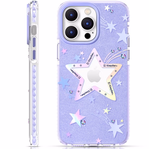 Kingxbar Heart Star Series viedtālruņa apvalks iPhone 14 Plus violeta zvaigznes apvalks